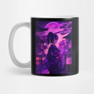 Purple neon Japanese girl Mug